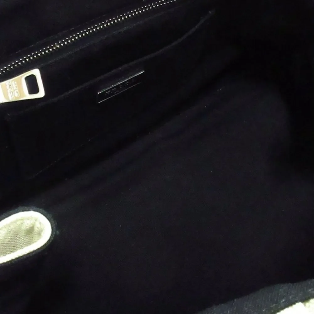 Auth Prada Canvas Linen Floral Canapa Tote Bag